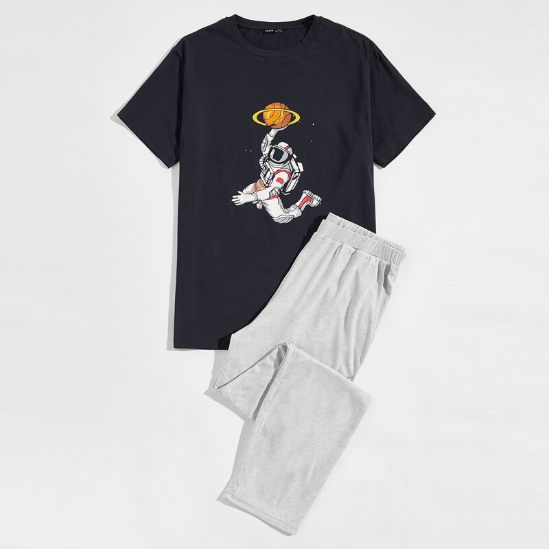 

Guys Astronaut Print Top & Pants PJ Set, Multicolor
