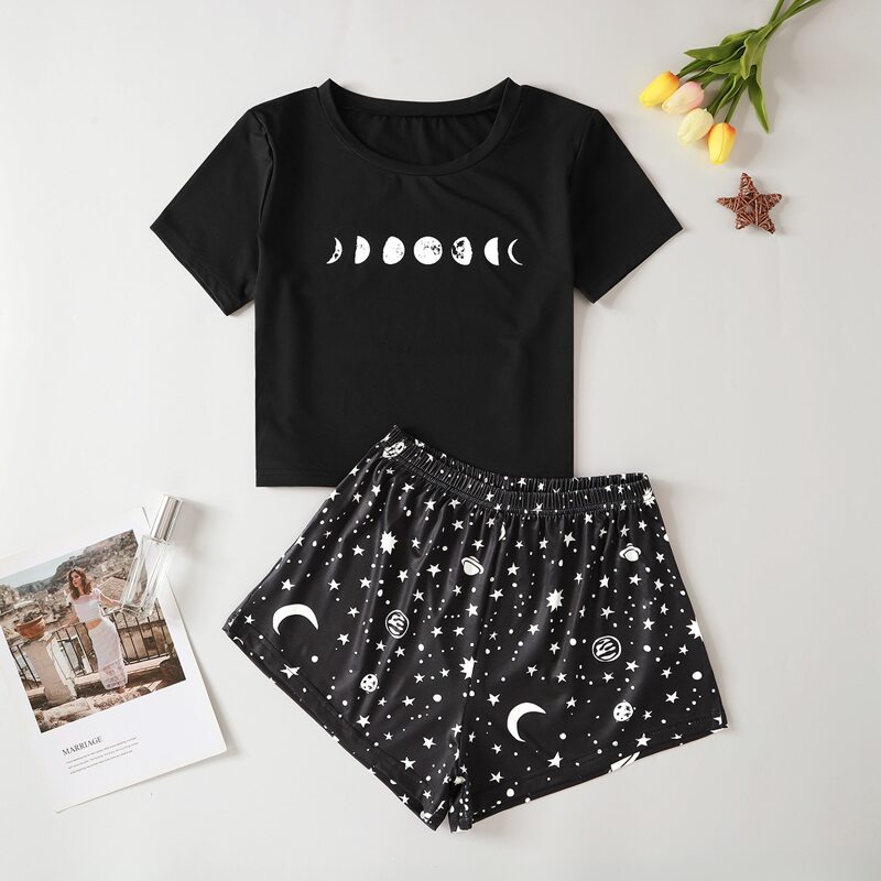 

Galaxy Print PJ Set, Black