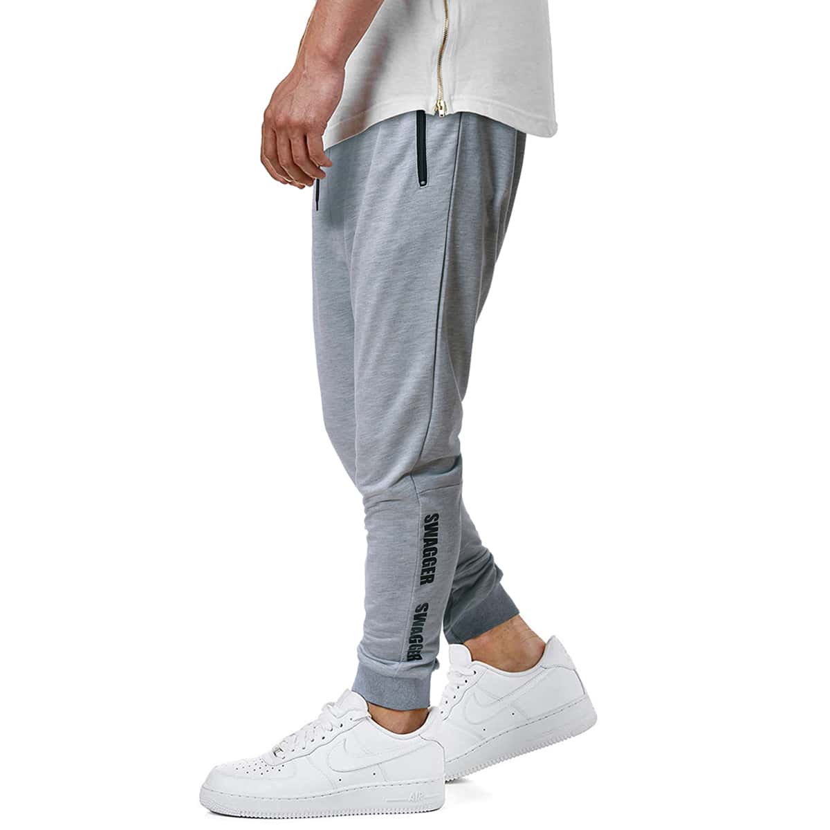 

Guys Zipper Pocket Drawstring Pants, Light grey