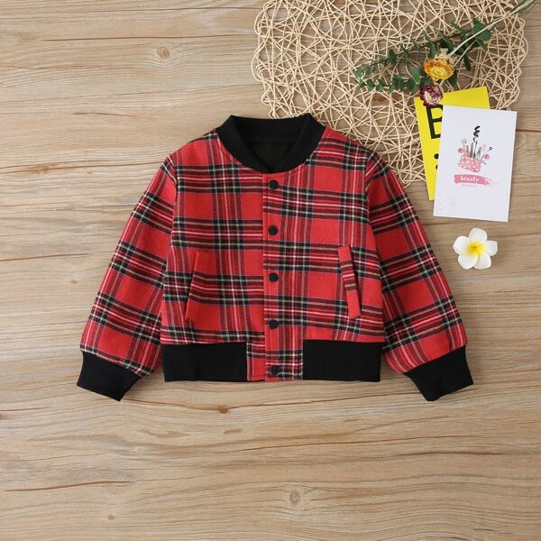 

Toddler Boys Tartan Plaid Bomber Jacket, Multicolor