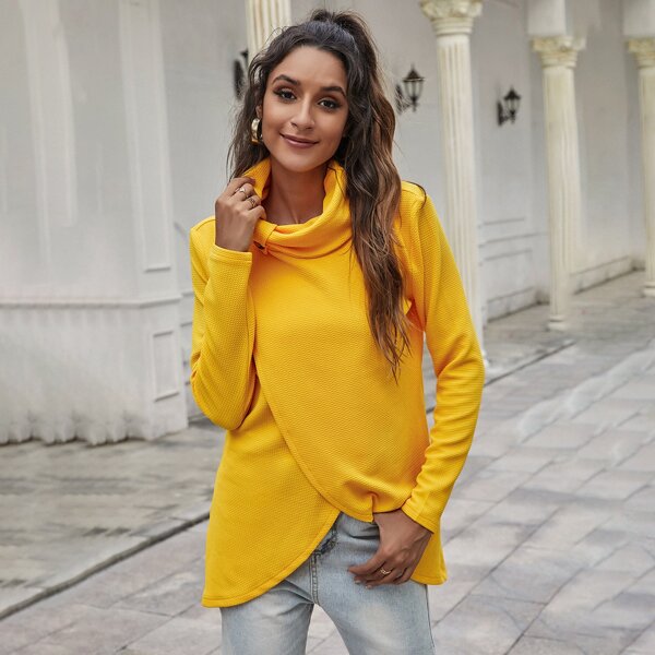 

Turtle Neck Wrap Tee, Yellow