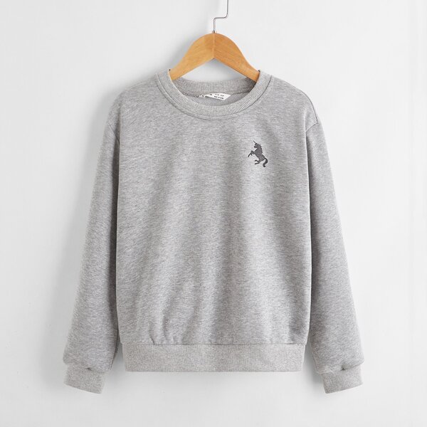 

Girls Cartoon Graphic Pullover, Light grey