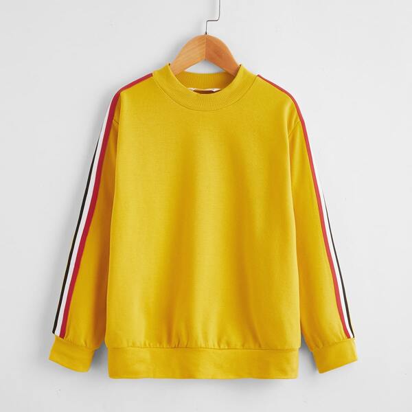 

Boys Striped Tape Side Pullover, Yellow