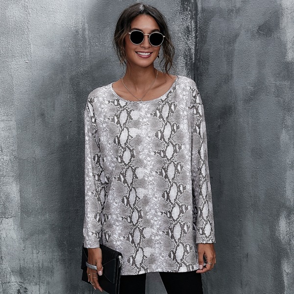 

Drop Shoulder Snakeskin Tee, Multicolor