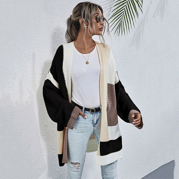 

Colorblock Longline Knit Cardigan, Multicolor