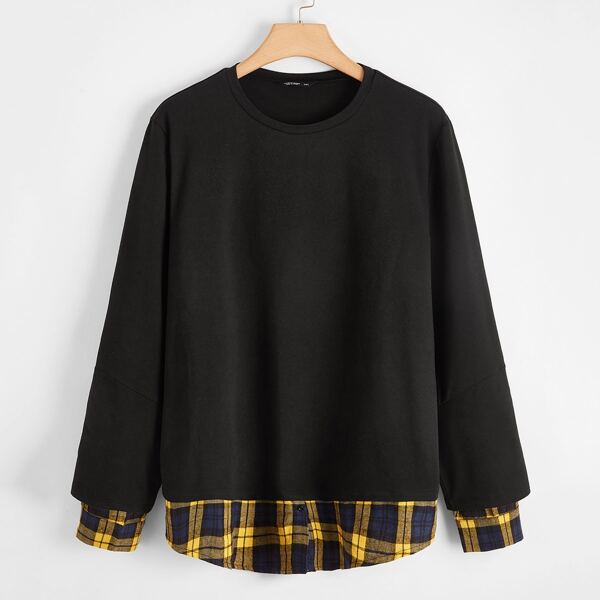 

Plus 2 In 1 Tartan Print Sweatshirt, Black