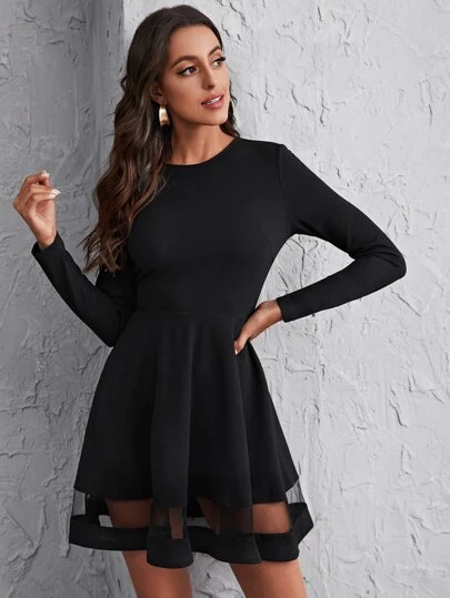 SHEIN Sheer Patch Dress