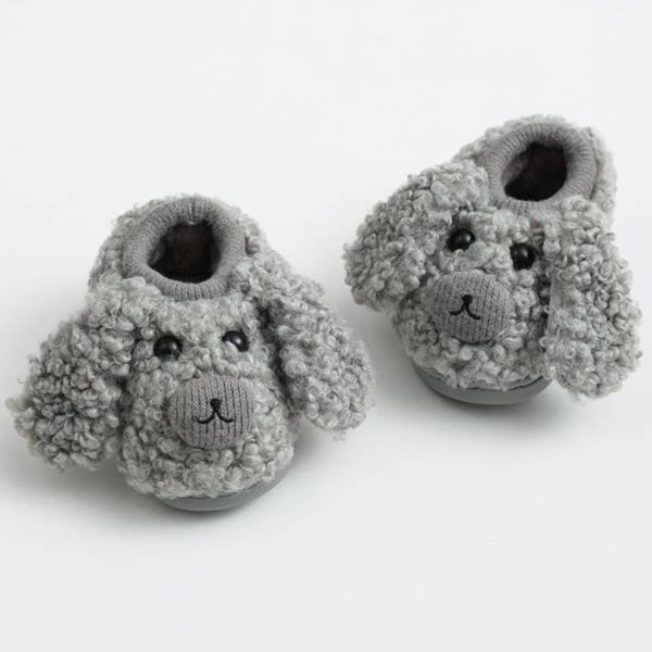 

Toddler Boys Cartoon Decor Fluffy Slippers, Grey
