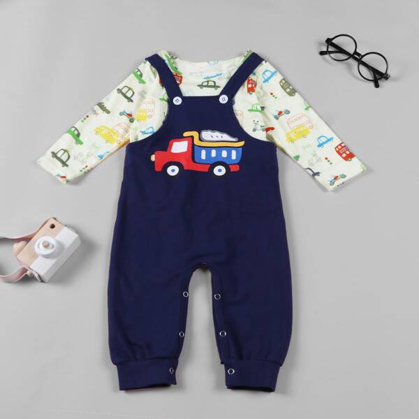 

Baby Boy Cartoon Graphic Tee & Overall, Multicolor