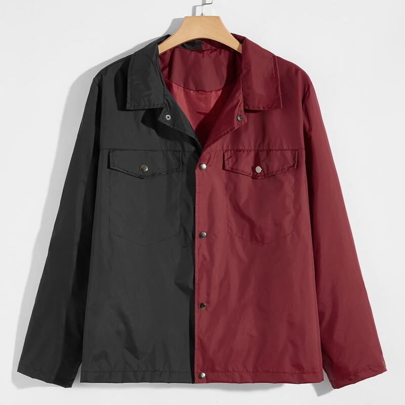 

Guys Two Tone Button Through Windbreaker Jacket, Multicolor