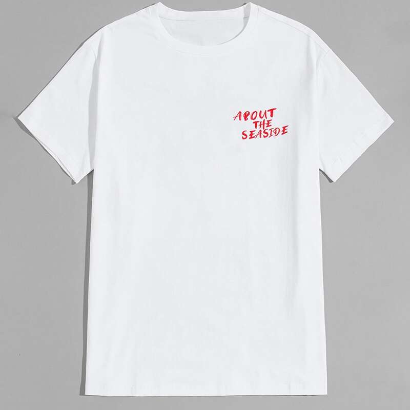 

Men Palm Tree And Slogan Print Tee, White