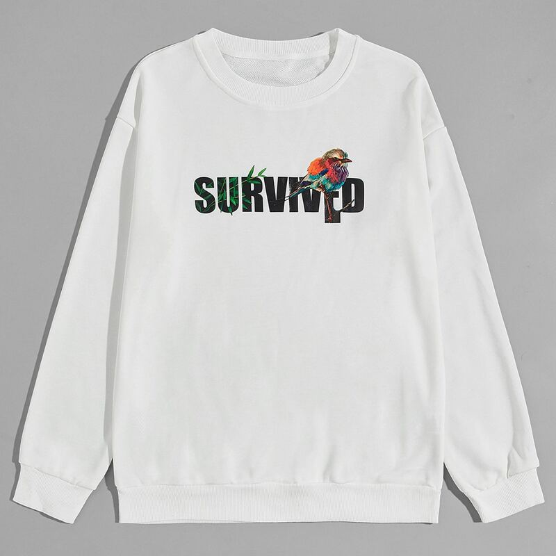 

Guys Animal & Letter Graphic Sweatshirt, White