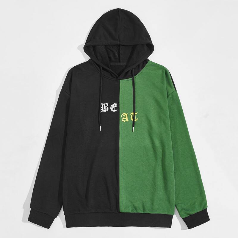 

Guys Letter Graphic Colorblock Hoodie, Multicolor