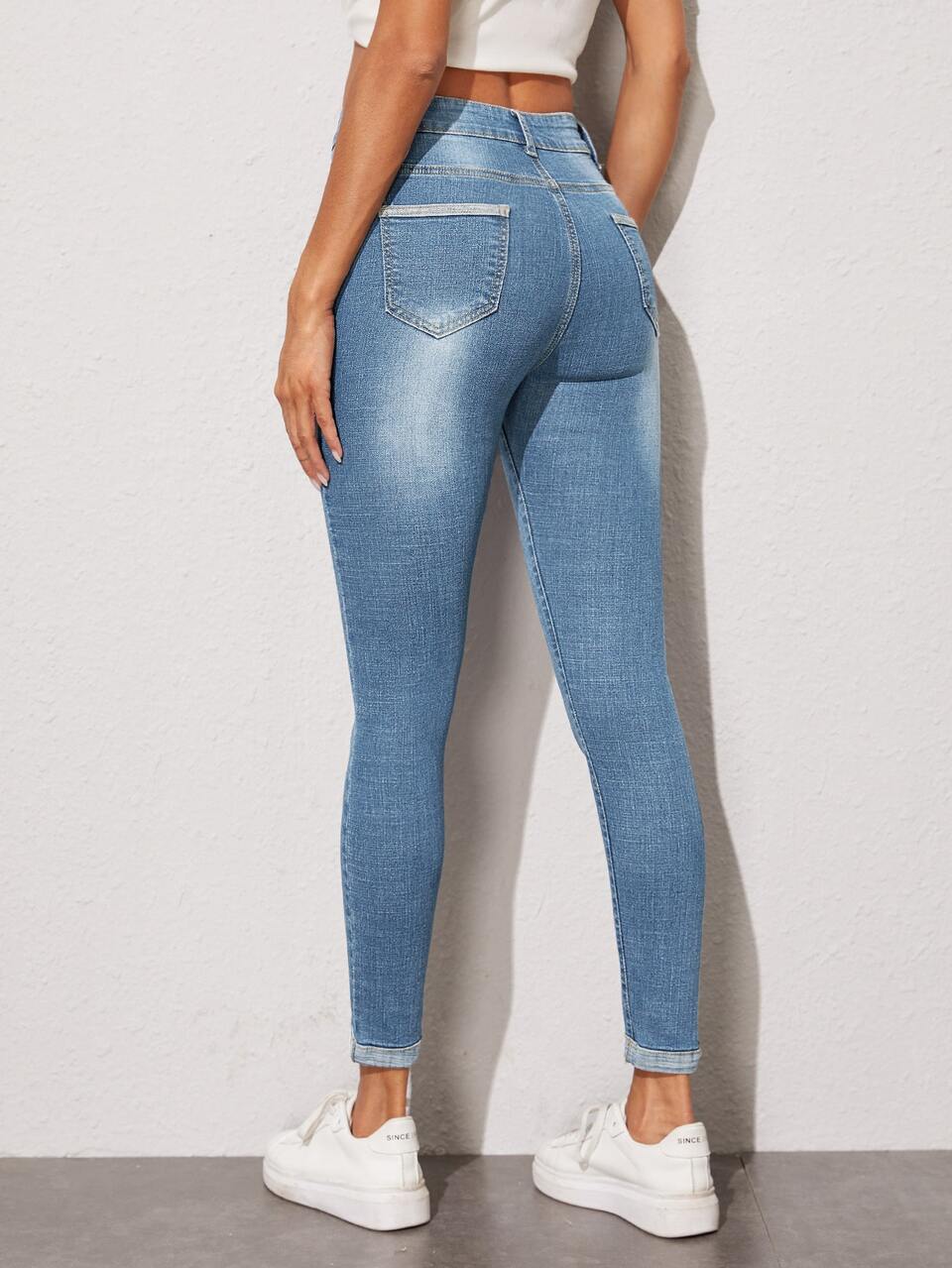 Slant Pocket Zip Fly Skinny Jeans