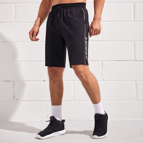 

Men Letter Graphic Sports Shorts, Black