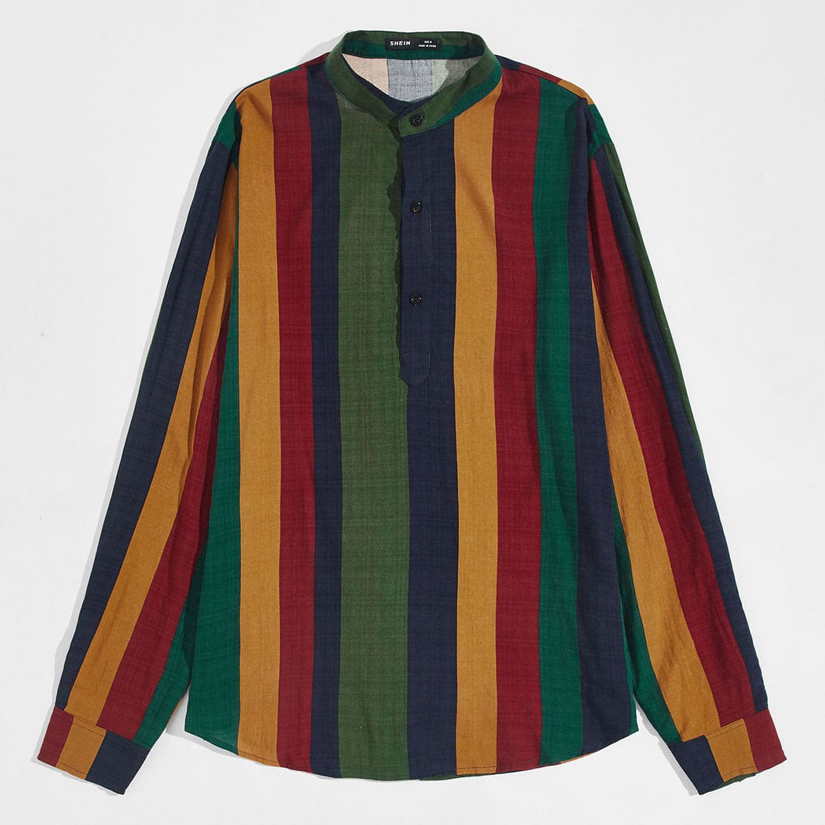 

Men Mock Neck Striped Shirt, Multicolor
