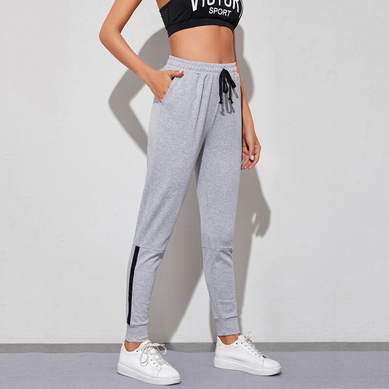 

Slant Pocket Drawstring Waist Sweatpants, Light grey