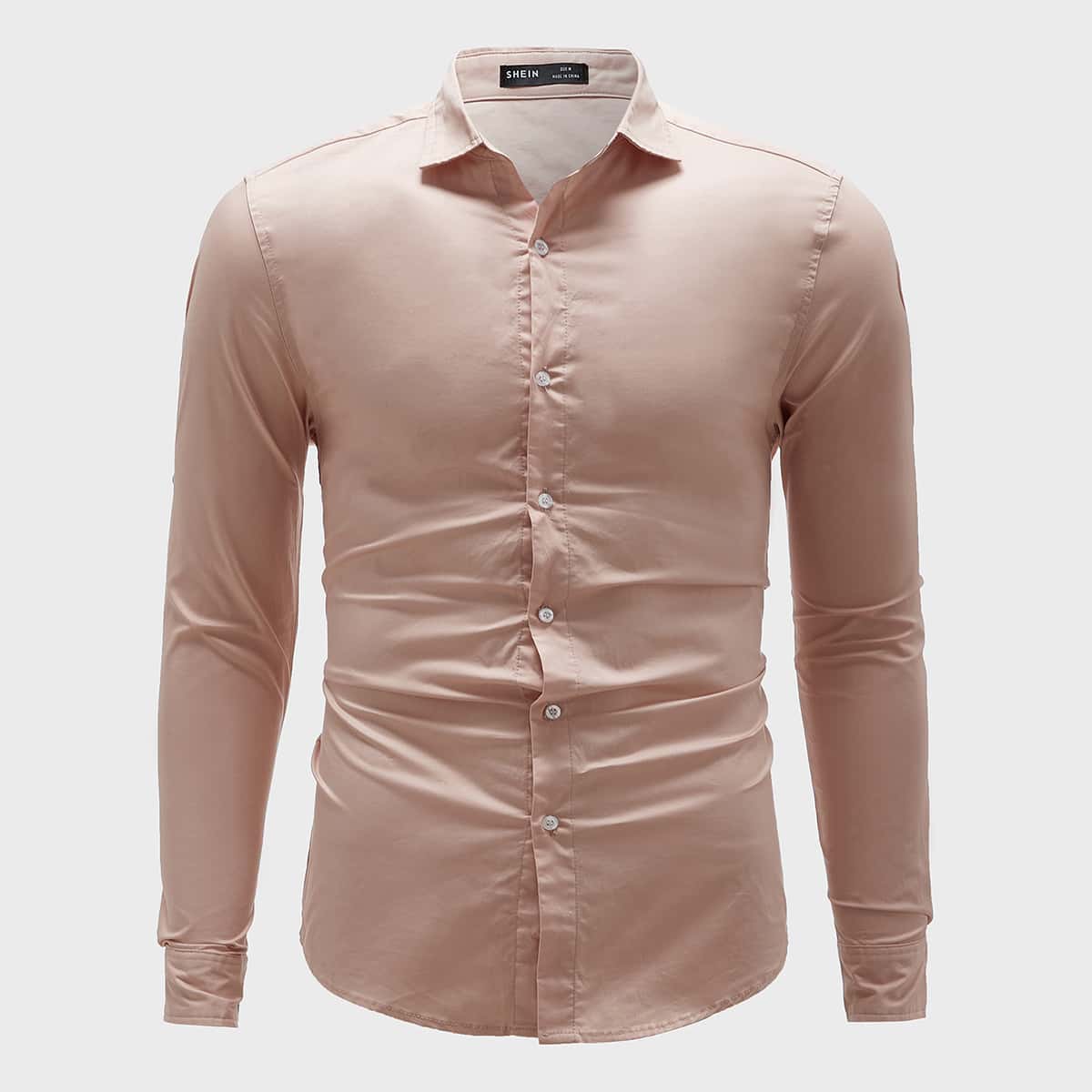 

Guys Solid Long Sleeve Shirt, Dusty pink