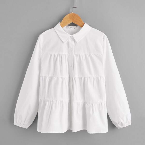 

Girls Bishop Sleeve Layered Blouse, White