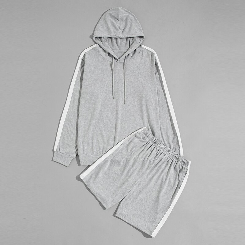 

Guys Side Panel Drawstring Hooded PJ Set, Light grey
