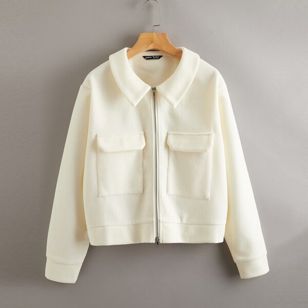 

Zip Up Flap Pocket Jacket, Beige