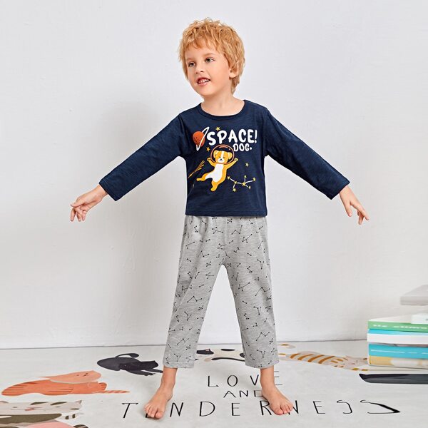 

Toddler Boys Letter & Cartoon Graphic PJ Set, Multicolor