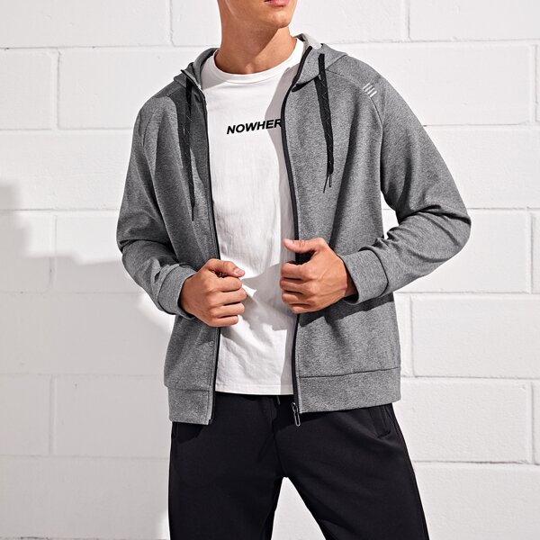 

Men Zip Up Hooded Sports Jacket, Grey