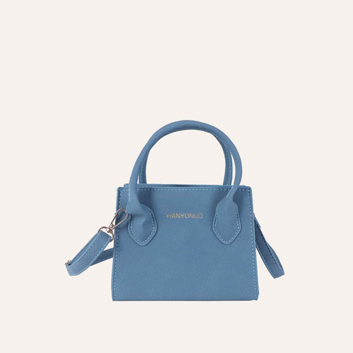 

Simple Letter Satchel Bag, Dusty blue