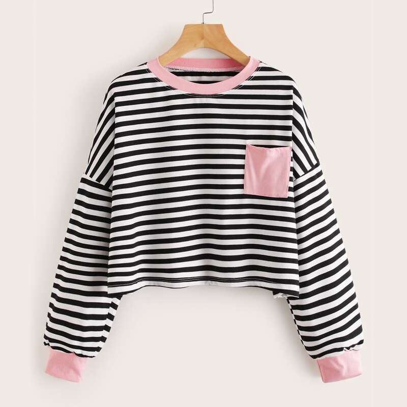 

Striped Colorblock Oversized Sweatshirt, Multicolor
