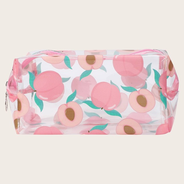 

Peach Pattern Clear Makeup Bag, Multicolor