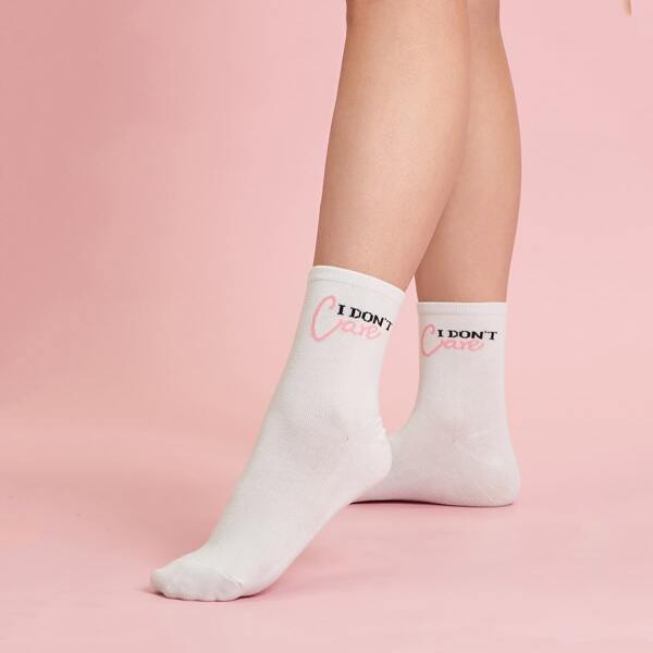 

Slogan Graphic Socks, White