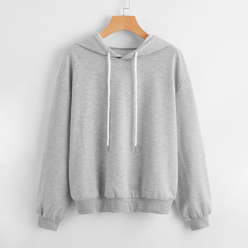 

Solid Drawstring Hoodie, Light grey