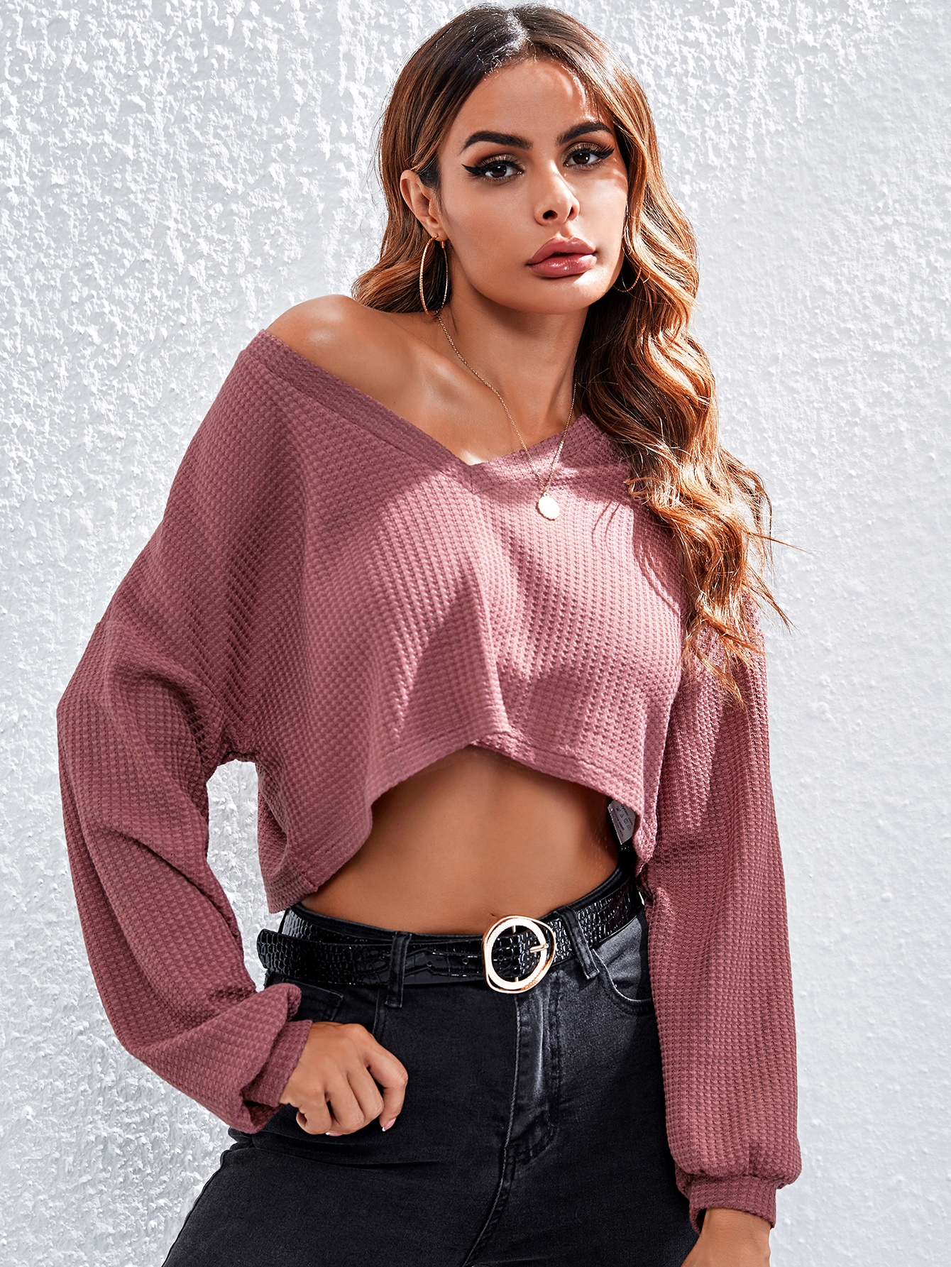 Drop Shoulder Waffle Knit Tee thumbnail