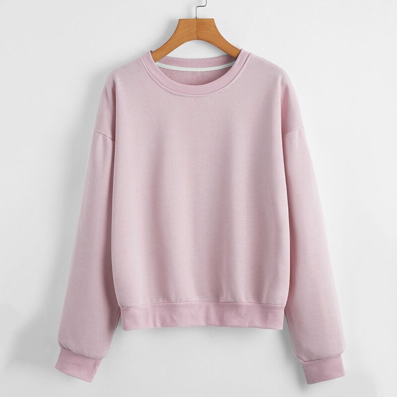 

Solid Drop Shoulder Sweatshirt, Baby pink