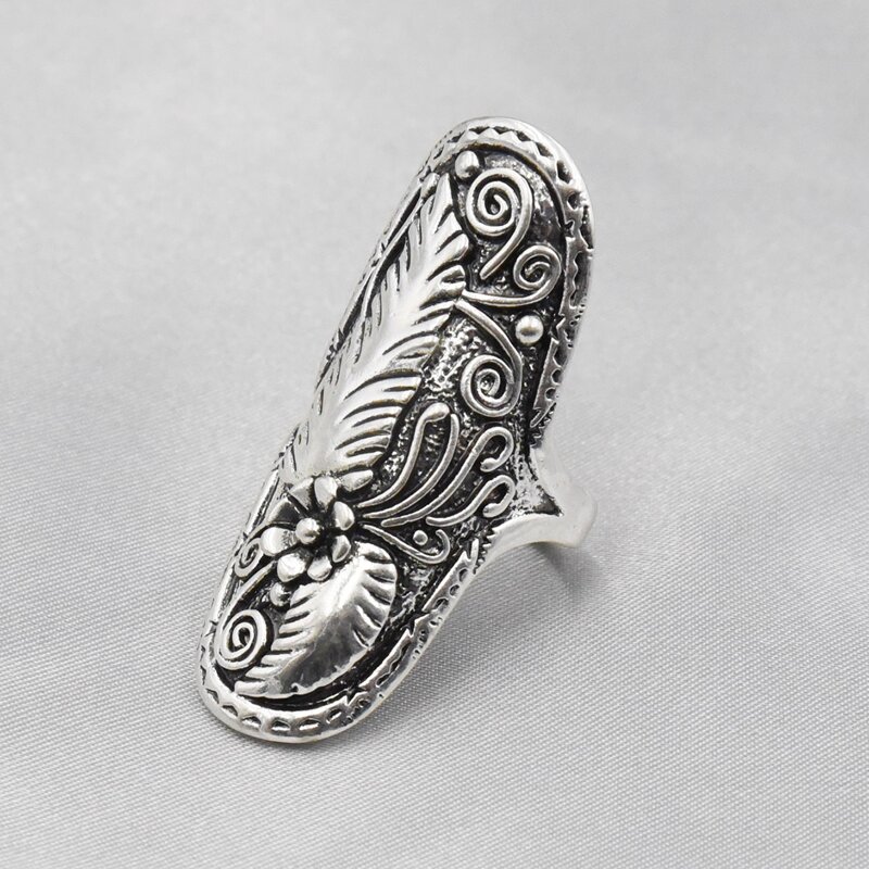 

Guys Flower Engraved Ring, Antique silver