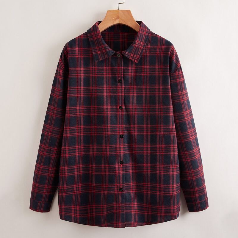 

Plaid Button Front Blouse, Multicolor
