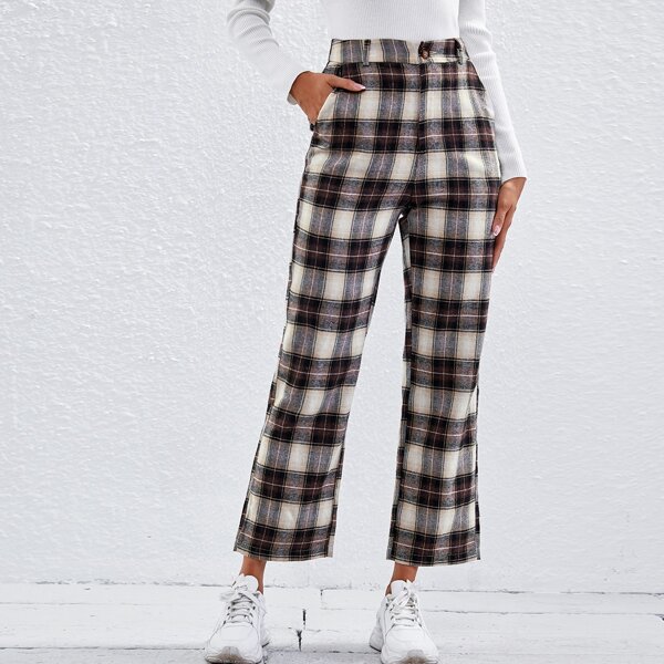 

Plaid Straight Leg Crop Pants, Multicolor