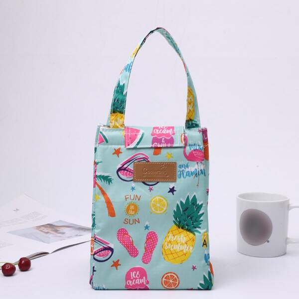 

1pc Tropical Pattern Insulated Lunch Bag, Multicolor