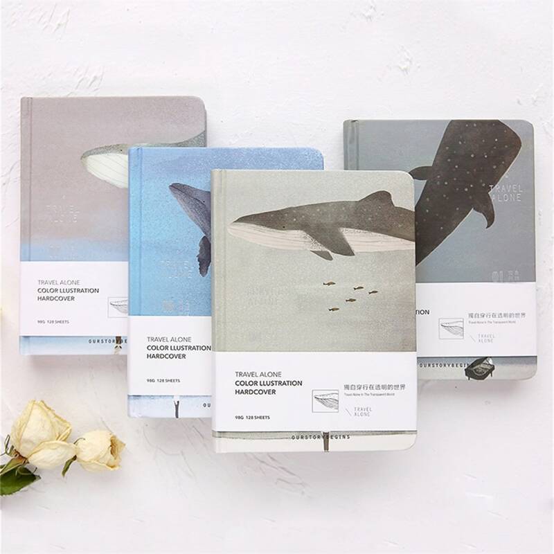 

1pc Whale Print Random Notebook, Multicolor