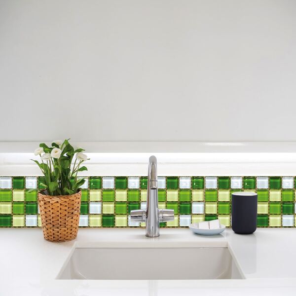 

18pcs Mosaic Pattern Tile Sticker, Multicolor