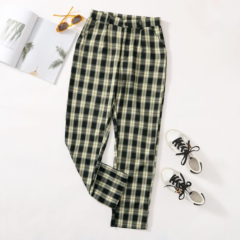 

Plaid Straight Leg Pants, Multicolor