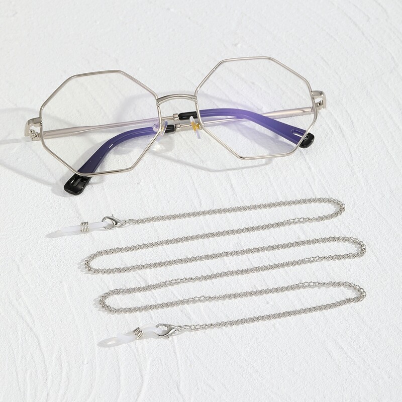 

1pc Guys Hexagon Frame Eyeglasses With 1pc Glasses Chain