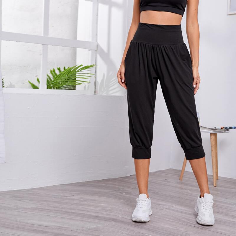 

Wide Waistband Sports Pants, Black