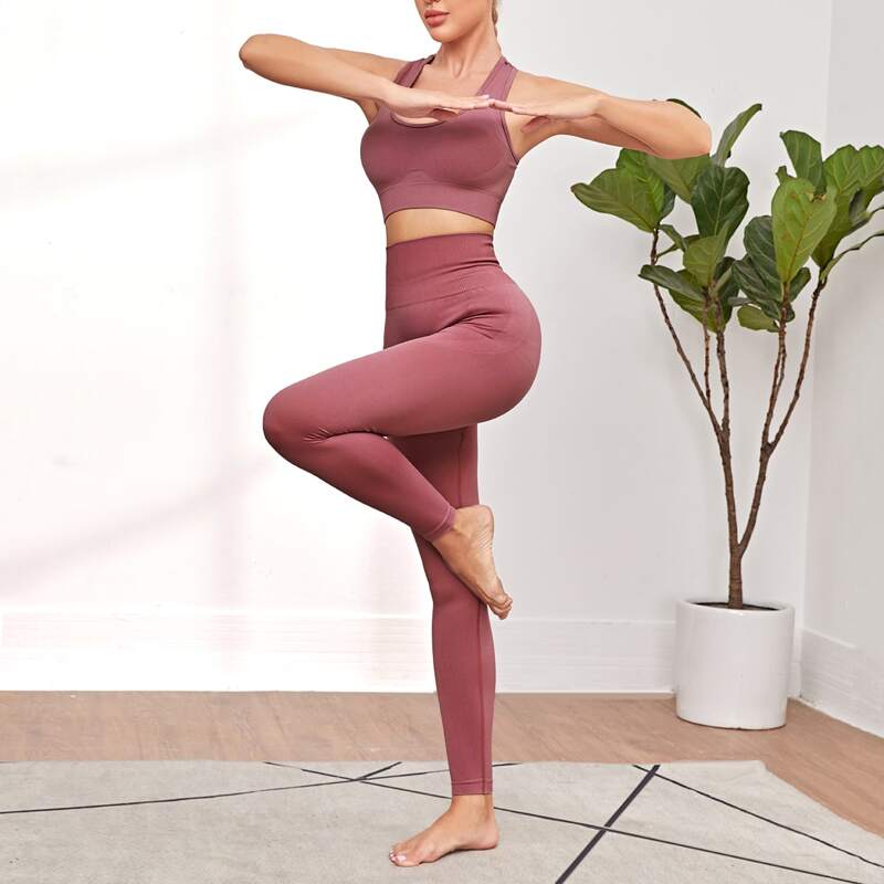 

Seamless Racer Back Sports Bra & Leggings, Redwood