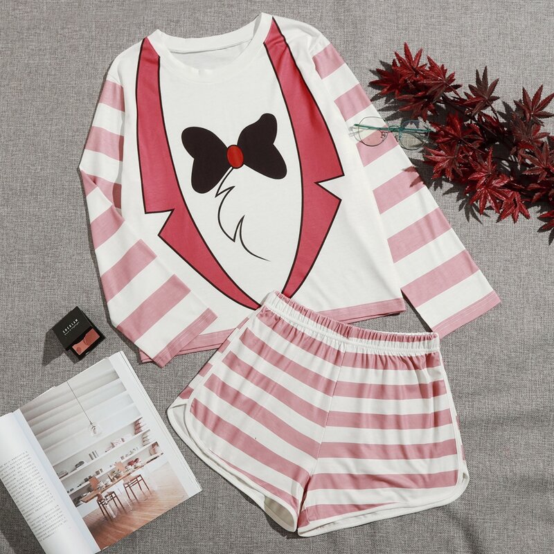 

Striped Top & Dolphin Shorts PJ Set, Multicolor