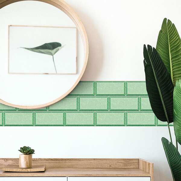 

9sheets Brick Pattern Tile Sticker, Green