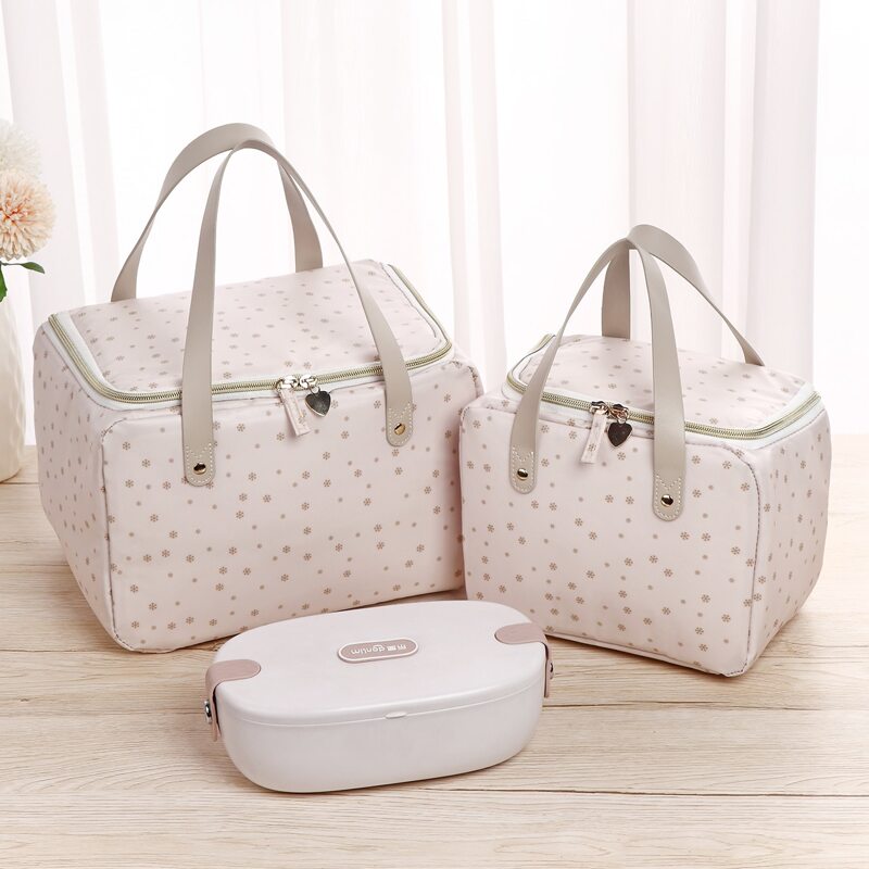 

2pcs Snowflake Print Lunch Bag, Beige