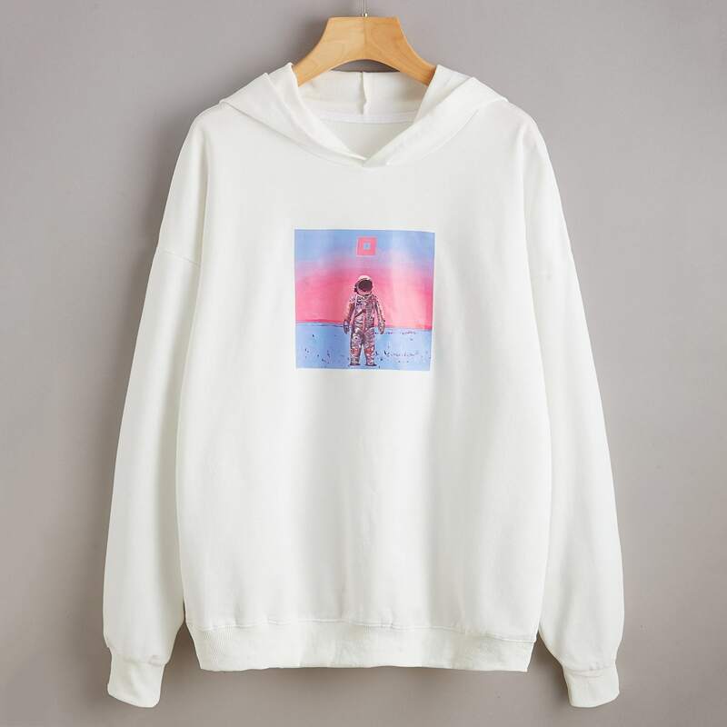 

Astronaut Print Hoodie, White