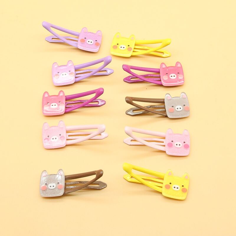 

10pcs Cartoon Pig Hair Clip, Multicolor
