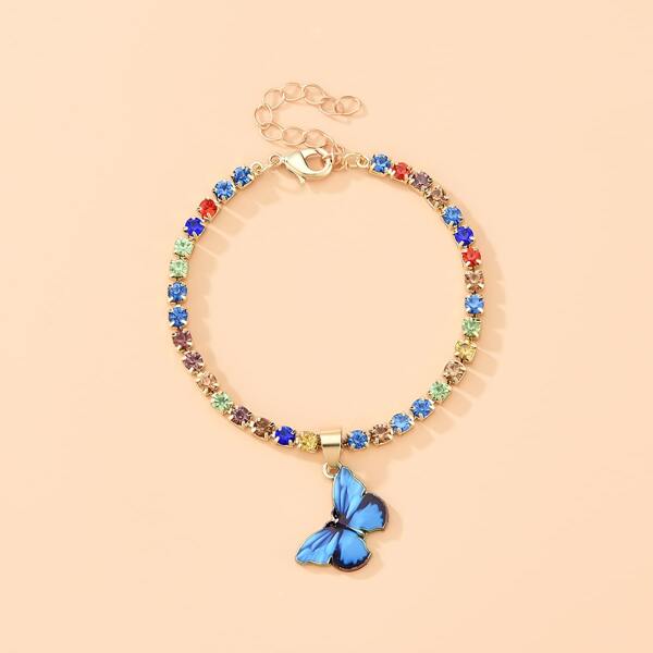

Girls Butterfly Charm Anklet, Multicolor